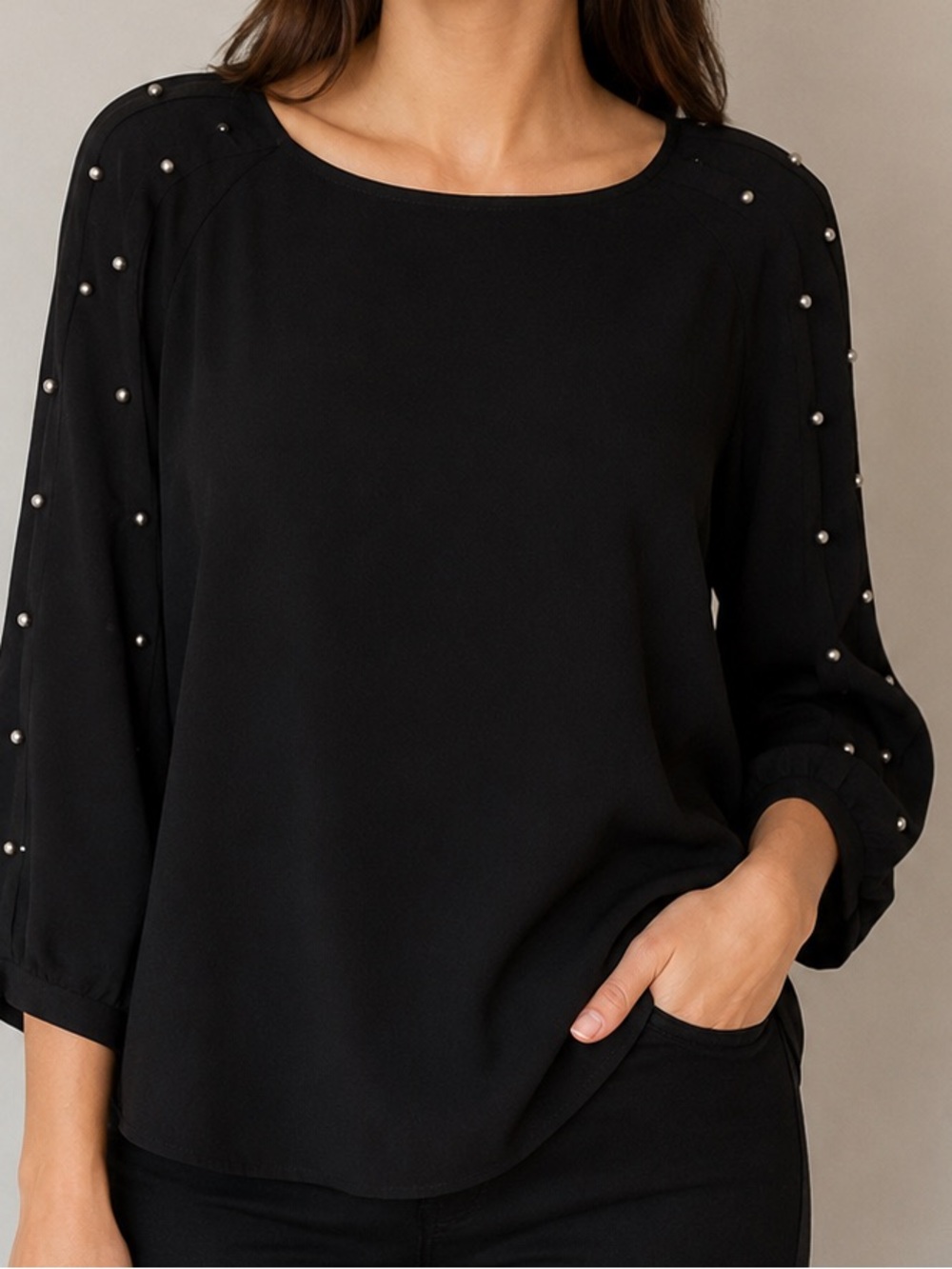 Beaded Sleeve Blouse